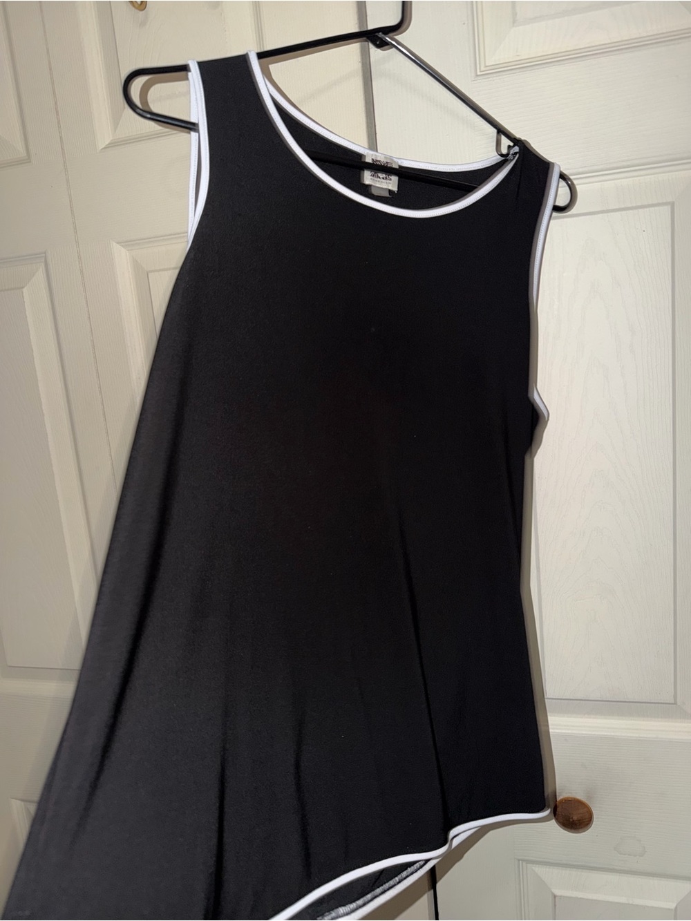 Casual Black Tank Top with White Trim - Women